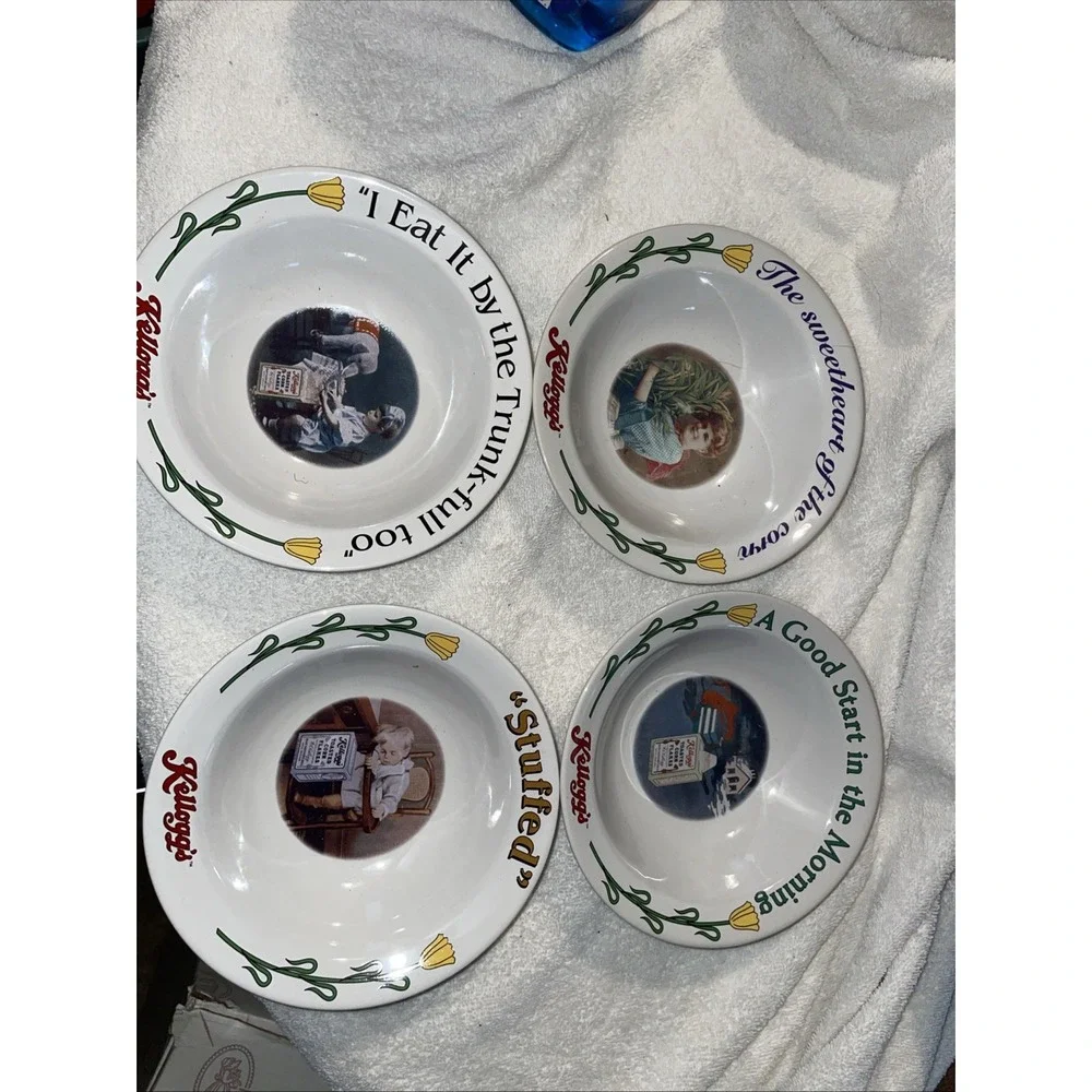 KELLOGG'S COLLECTIBLE CERAMIC CEREAL BOWLS - 90TH ANNIVERSARY 1996 - SET OF 4